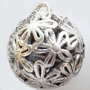 Hollow Bali Pendant Zinc Alloy Jewelry Findings, Lead-free, 25x30mm, Sold by Bag 