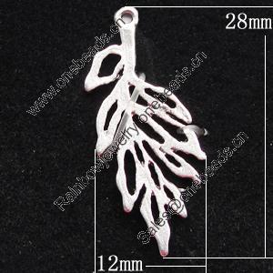 Pendant, Zinc Alloy Jewelry Findings, Leaf 12x28mm, Sold by Bag