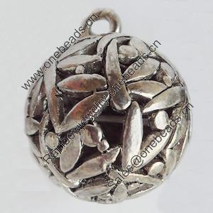 Hollow Bali Pendant Zinc Alloy Jewelry Findings, Lead-free, 25x30mm, Sold by Bag 