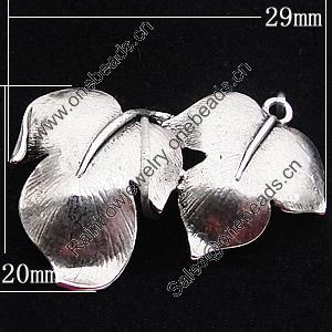 Pendant, Zinc Alloy Jewelry Findings, Leaf 29x20mm, Sold by Bag