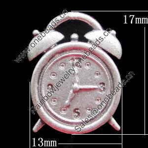 Pendant, Zinc Alloy Jewelry Findings, Clock 13x17mm, Sold by Bag