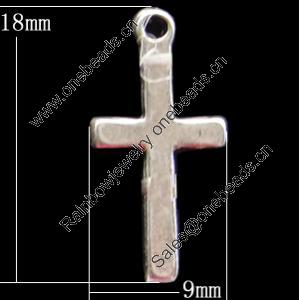 Pendant, Zinc Alloy Jewelry Findings, Cross 9x18mm, Sold by Bag