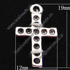 Pendant, Zinc Alloy Jewelry Findings, Cross 12x19mm, Sold by Bag