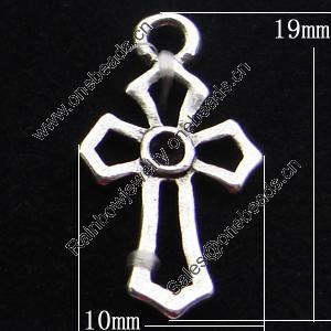 Pendant, Zinc Alloy Jewelry Findings, Cross 10x19mm, Sold by Bag