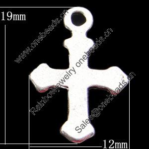 Pendant, Zinc Alloy Jewelry Findings, Cross 12x19mm, Sold by Bag