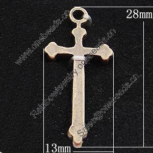 Pendant, Zinc Alloy Jewelry Findings, Cross 13x28mm, Sold by Bag