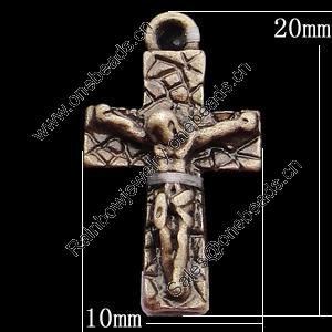 Pendant, Zinc Alloy Jewelry Findings, Cross 10x20mm, Sold by Bag