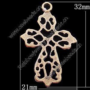 Pendant, Zinc Alloy Jewelry Findings, Cross 12x32mm, Sold by Bag