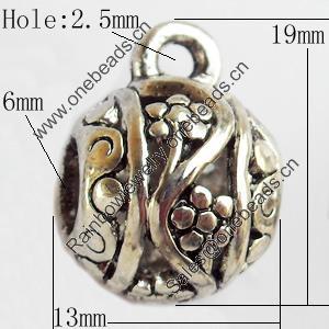 Hollow Bali Connector Zinc Alloy Jewelry Findings, Lead-free, 13x19mm Hole:2.5mm, Sold by Bag 