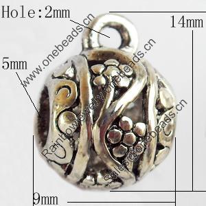 Hollow Bali Connector Zinc Alloy Jewelry Findings, Lead-free, 9x14mm Hole:2mm, Sold by Bag 