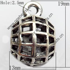 Hollow Bali Connector Zinc Alloy Jewelry Findings, Lead-free, 13x19mm Hole:2.5mm, Sold by Bag 