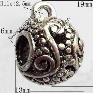 Hollow Bali Connector Zinc Alloy Jewelry Findings, Lead-free, 13x19mm Hole:2.5mm, Sold by Bag 