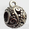 Hollow Bali Connector Zinc Alloy Jewelry Findings, Lead-free, 13x19mm Hole:2.5mm, Sold by Bag 