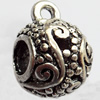 Hollow Bali Connector Zinc Alloy Jewelry Findings, Lead-free, 9x14mm Hole:2mm, Sold by Bag 