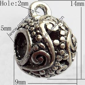 Hollow Bali Connector Zinc Alloy Jewelry Findings, Lead-free, 9x14mm Hole:2mm, Sold by Bag 