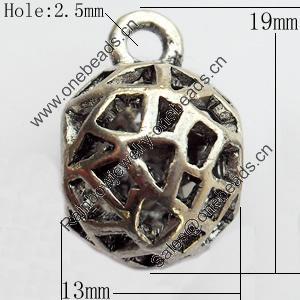 Hollow Bali Connector Zinc Alloy Jewelry Findings, Lead-free, 13x19mm Hole:2.5mm, Sold by Bag 