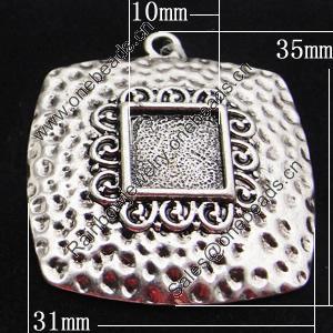Zinc Alloy Cabochon Settings, Outside diameter:31x35mm, Interior diameter:10mm, Sold by Bag