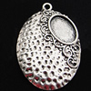 Zinc Alloy Cabochon Settings, Outside diameter:26x42mm, Interior diameter:10x14mm, Sold by Bag