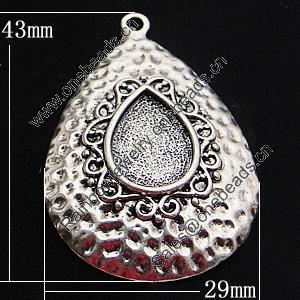 Zinc Alloy Cabochon Settings, Outside diameter:29x43mm, Interior diameter:11x15mm, Sold by Bag