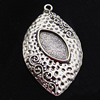 Zinc Alloy Cabochon Settings, Outside diameter:27x48mm, Interior diameter:10x18mm, Sold by Bag