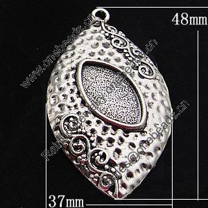 Zinc Alloy Cabochon Settings, Outside diameter:27x48mm, Interior diameter:10x18mm, Sold by Bag