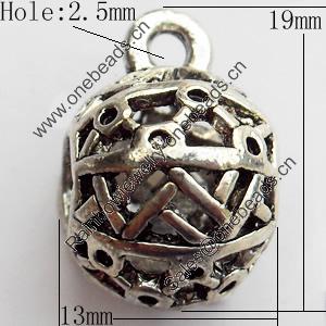 Hollow Bali Connector Zinc Alloy Jewelry Findings, Lead-free, 13x19mm Hole:2.5mm, Sold by Bag 