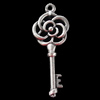 Pendant, Zinc Alloy Jewelry Findings, Key 11x28mm, Sold by Bag