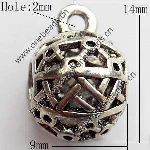 Hollow Bali Connector Zinc Alloy Jewelry Findings, Lead-free, 9x14mm Hole:2mm, Sold by Bag 