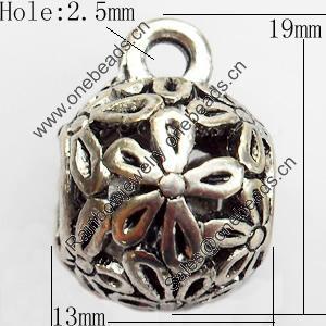 Hollow Bali Connector Zinc Alloy Jewelry Findings, Lead-free, 13x19mm Hole:2.5mm, Sold by Bag 