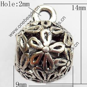 Hollow Bali Connector Zinc Alloy Jewelry Findings, Lead-free, 9x14mm Hole:2mm, Sold by Bag 