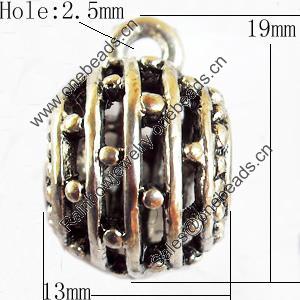 Hollow Bali Connector Zinc Alloy Jewelry Findings, Lead-free, 13x19mm Hole:2.5mm, Sold by Bag 