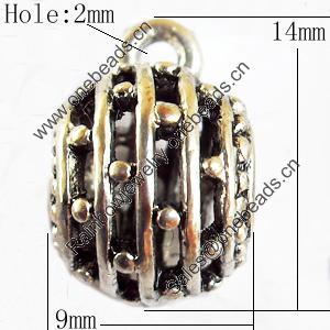 Hollow Bali Connector Zinc Alloy Jewelry Findings, Lead-free, 9x14mm Hole:2mm, Sold by Bag 