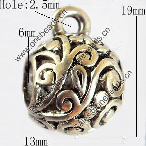 Hollow Bali Connector Zinc Alloy Jewelry Findings, Lead-free, 13x19mm Hole:2.5mm, Sold by Bag 