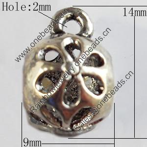 Hollow Bali Connector Zinc Alloy Jewelry Findings, Lead-free, 9x14mm Hole:2mm, Sold by Bag 