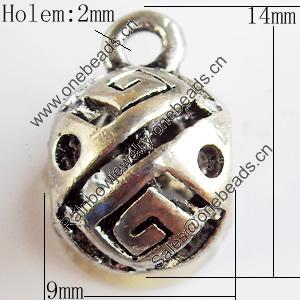 Hollow Bali Connector Zinc Alloy Jewelry Findings, Lead-free, 9x14mm Hole:2mm, Sold by Bag 