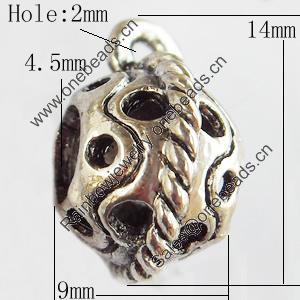 Hollow Bali Connector Zinc Alloy Jewelry Findings, Lead-free, 9x14mm Hole:2mm, Sold by Bag 