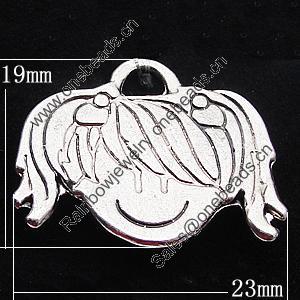 Pendant, Zinc Alloy Jewelry Findings, 23x19mm, Sold by Bag
