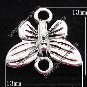 Connectors Zinc Alloy Jewelry Findings, Butterfly 13x13mm, Sold by Bag