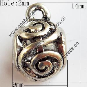 Hollow Bali Connector Zinc Alloy Jewelry Findings, Lead-free, 9x14mm Hole:2mm, Sold by Bag 