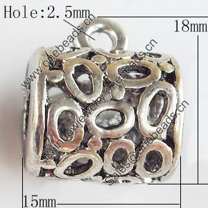 Hollow Bali Connector Zinc Alloy Jewelry Findings, Lead-free, 15x18mm Hole:2.5mm, Sold by Bag 