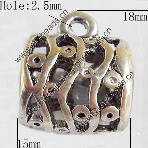 Hollow Bali Connector Zinc Alloy Jewelry Findings, Lead-free, 15x18mm Hole:2.5mm, Sold by Bag 