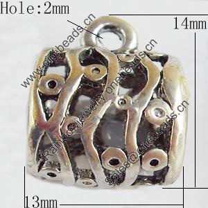 Hollow Bali Connector Zinc Alloy Jewelry Findings, Lead-free, 13x14mm Hole:2mm, Sold by Bag 