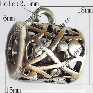 Hollow Bali Connector Zinc Alloy Jewelry Findings, Lead-free, 15x18mm Hole:2.5mm, Sold by Bag 