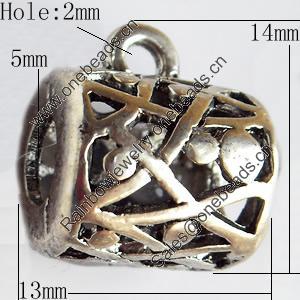 Hollow Bali Connector Zinc Alloy Jewelry Findings, Lead-free, 13x14mm Hole:2mm, Sold by Bag 