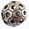 Hollow Bali Beads Zinc Alloy Jewelry Findings, Lead-free, Round, 18mm Hole:2.5mm, Sold by Bag 