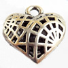 Hollow Bali Pendant Zinc Alloy Jewelry Findings, Lead-free, Heart, 20x20mm Hole:2.5mm, Sold by Bag 