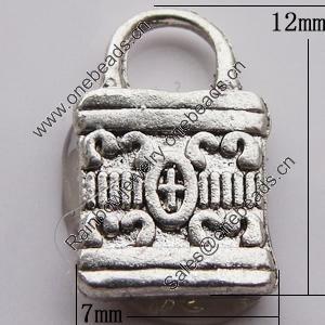 Pendant, Zinc Alloy Jewelry Findings, Lock 7x12mm, Sold by Bag