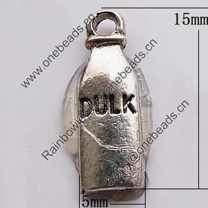 Pendant, Zinc Alloy Jewelry Findings, Bottle 5x15mm, Sold by Bag