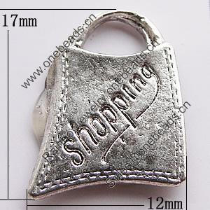 Pendant, Zinc Alloy Jewelry Findings, 12x17mm, Sold by Bag