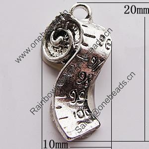Pendant, Zinc Alloy Jewelry Findings, 10x20mm, Sold by Bag